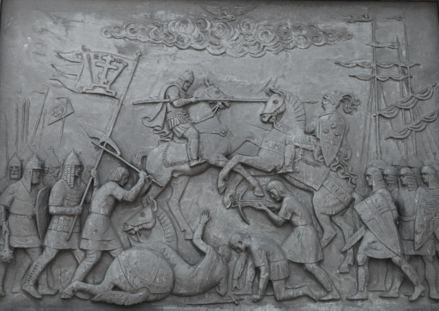 Panel depicting Battle on the Ice on Lake Peipus