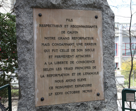 Michel Servet Monolith back in Champel in Geneva in Switzerland